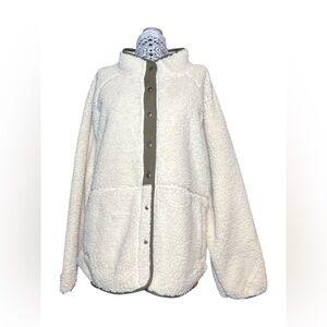 Sonoma Cream Teddy Jacket with Olive Accents